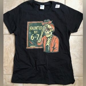 Black 6-7 T-Shirt with Skeleton Design